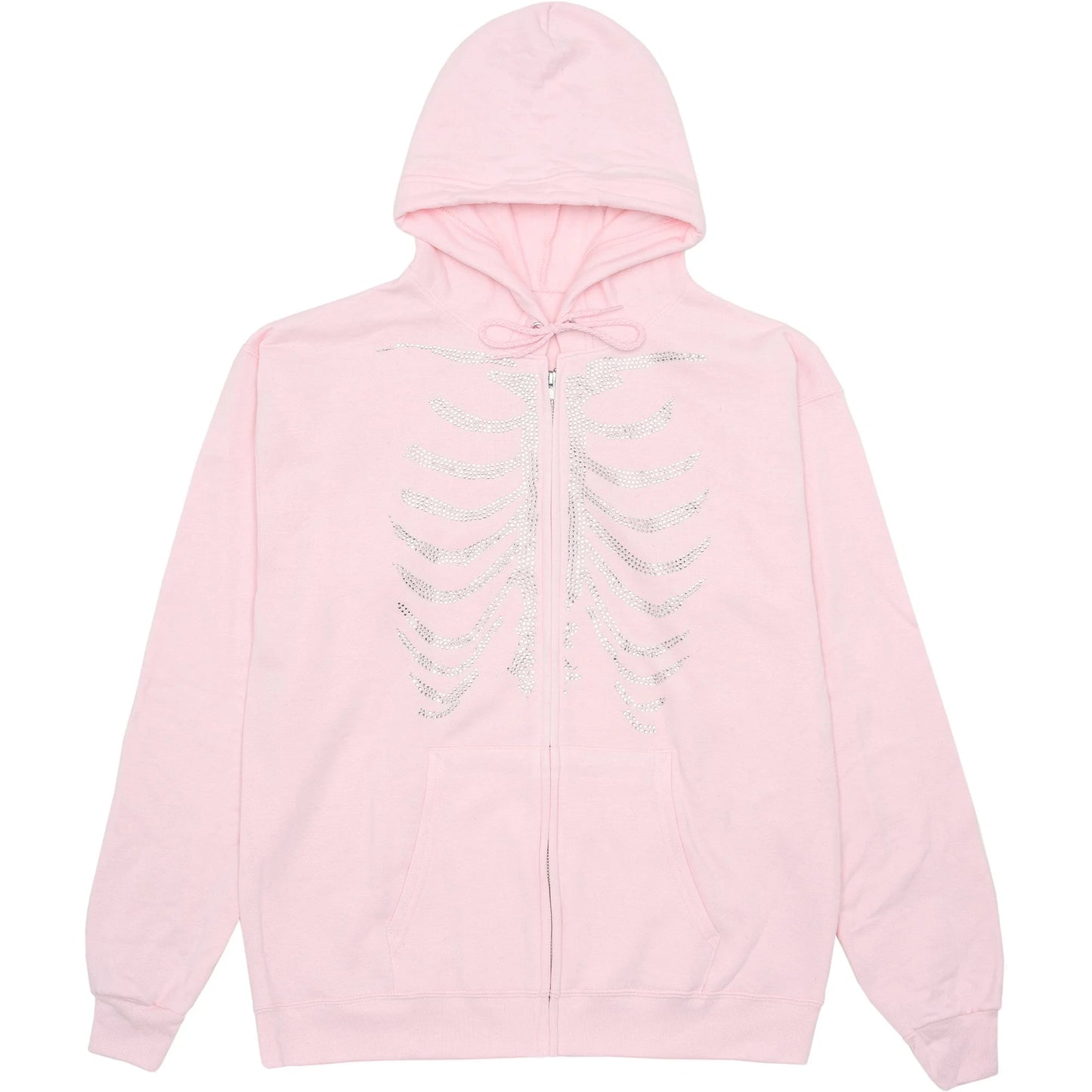 Skeleton Bones Rhinestone Zip Hoodie