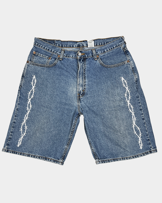 Barbwire Denim Shorts