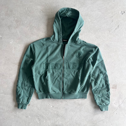 Fabric Patch Hoodie - Green/Green
