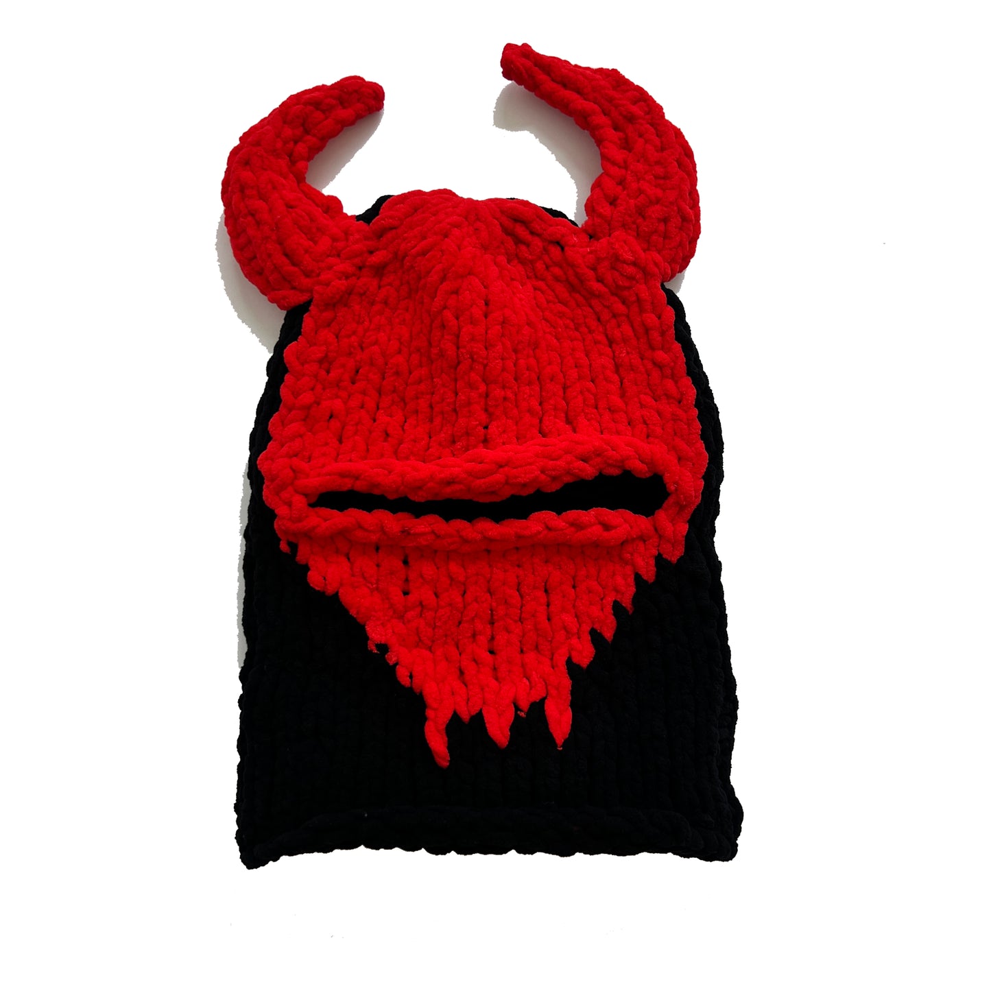 Devil Crochet Ski Mask - Black/Red