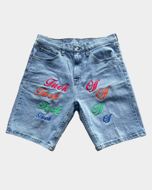F Off Denim Shorts Jorts