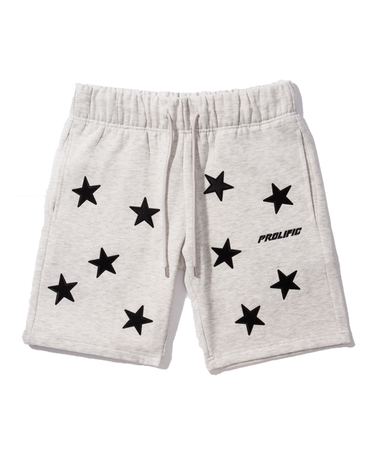 Star Patch Cotton Shorts - Grey