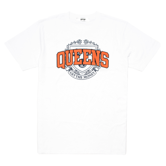 Queens Get The Money Patch Twill Tee - White