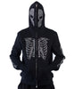 Skeleton Rhinestone Full Zip Hoodie - Black